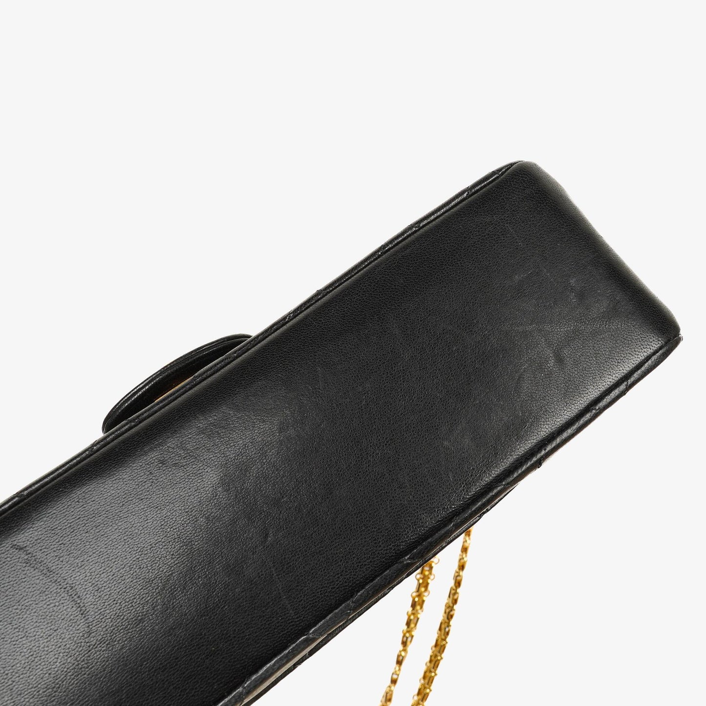 Chanel Vintage mittelgroße Timeless Classic Double Flap Tasche aus schwarzem gestepptem Lammleder mit 24K vergoldeten Beschlägen und Mademoiselle Kette