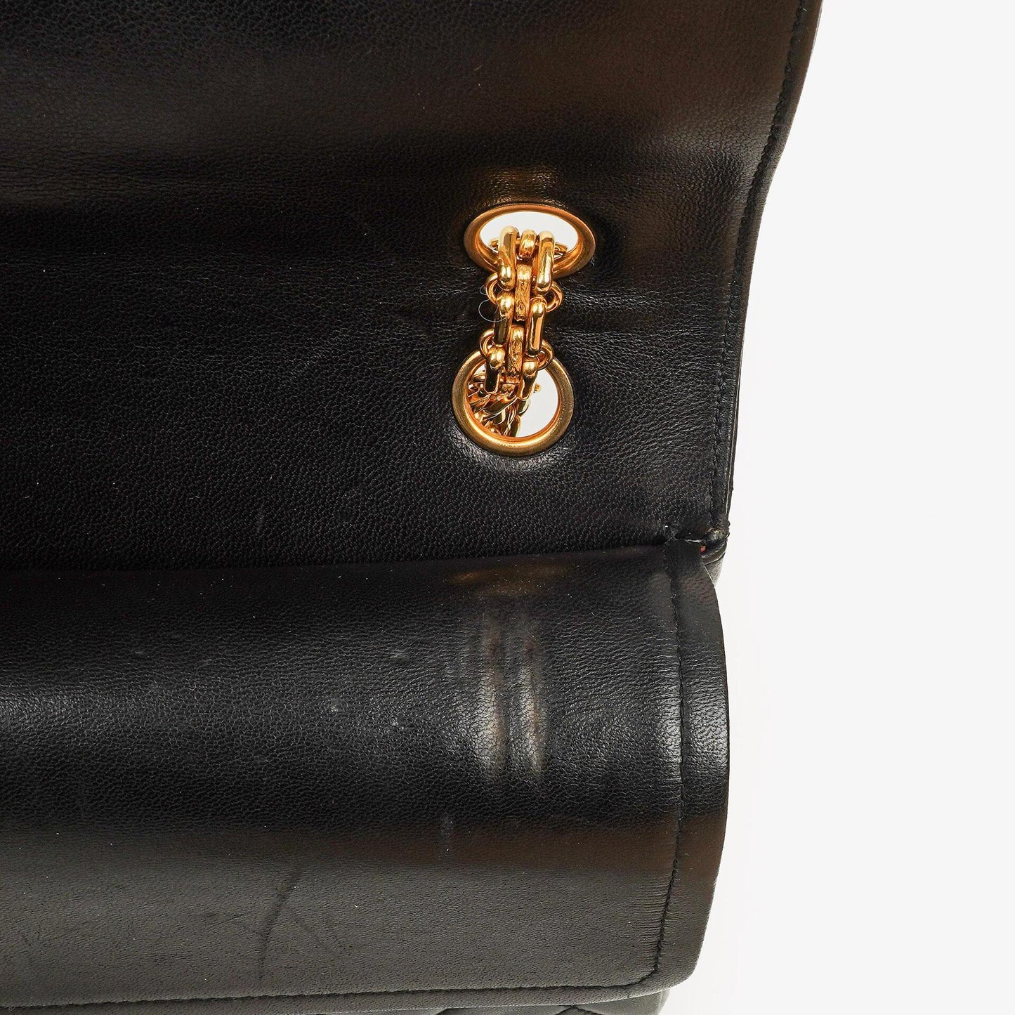 Chanel Vintage mittelgroße Timeless Classic Double Flap Tasche aus schwarzem gestepptem Lammleder mit 24K vergoldeten Beschlägen und Mademoiselle Kette