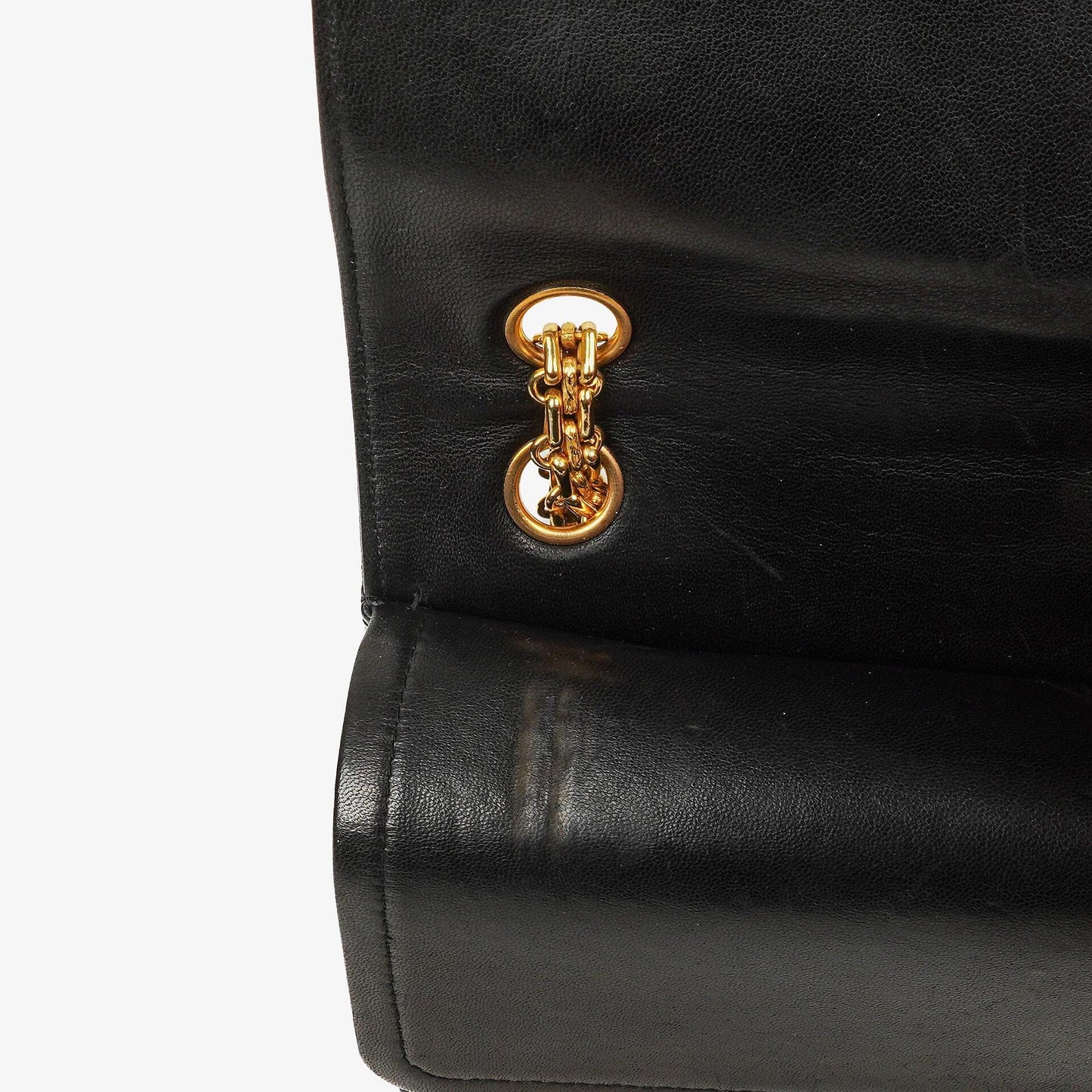 Chanel Vintage mittelgroße Timeless Classic Double Flap Tasche aus schwarzem gestepptem Lammleder mit 24K vergoldeten Beschlägen und Mademoiselle Kette