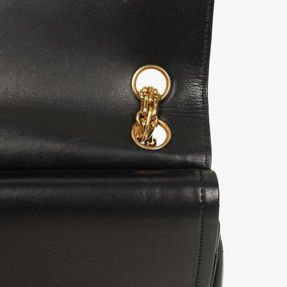 Chanel Vintage Medium Timeless Classic Double Flap Bag aus schwarzem gestepptem Lammleder mit 24K-vergoldeter Hardware und Mademoiselle-Kette