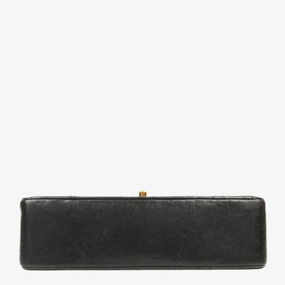 Chanel Vintage Medium Timeless Classic Double Flap Tasche aus schwarzem gestepptem Lammleder mit 24K vergoldeter Hardware und Mademoiselle-Kette