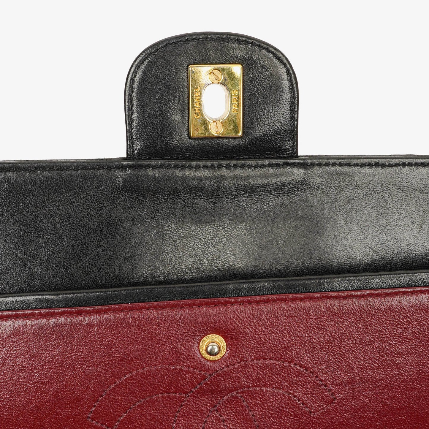 Chanel Vintage Medium Timeless Classic Double Flap Tasche aus schwarzem gestepptem Lammleder mit 24K vergoldeter Hardware und Mademoiselle-Kette