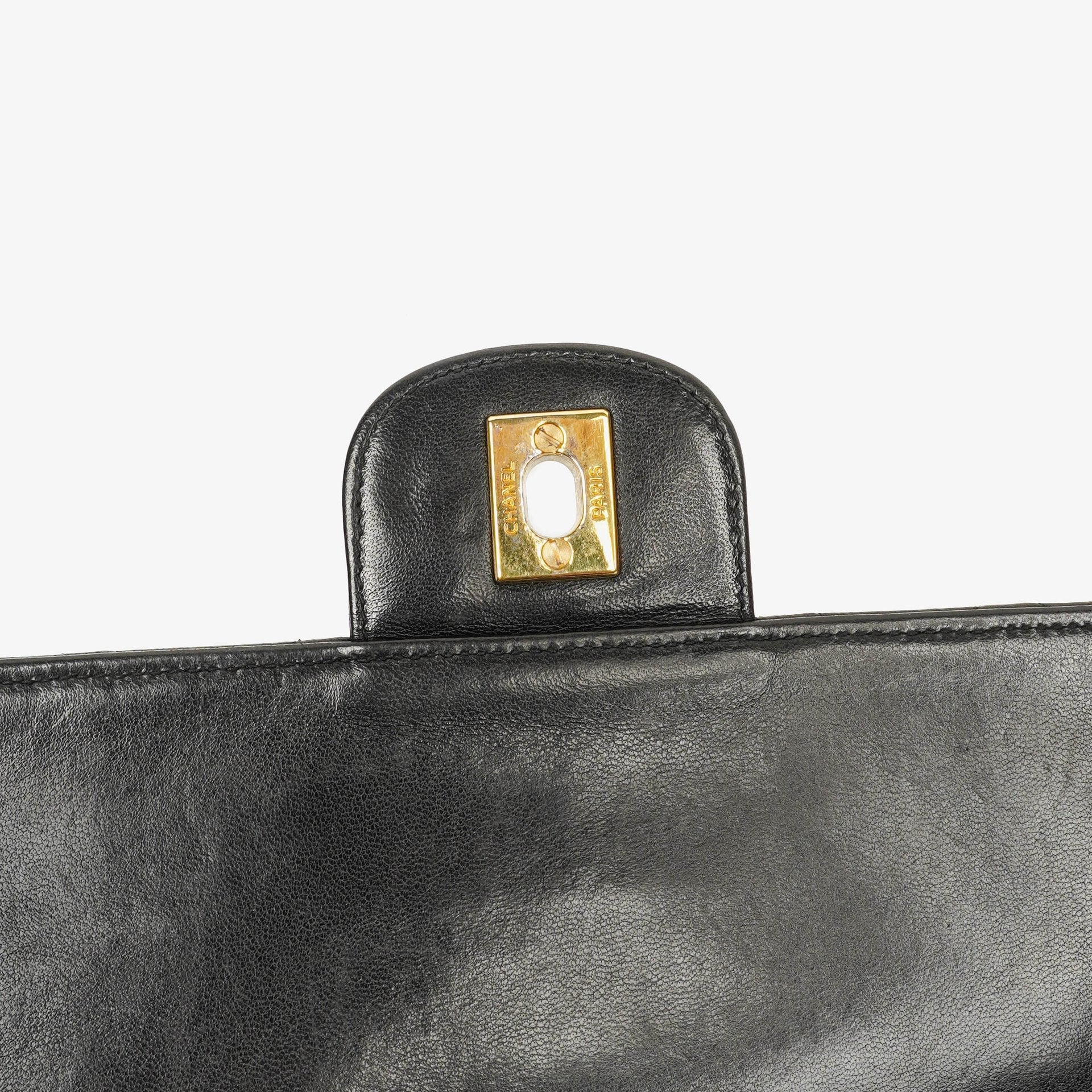 Chanel Vintage Medium Timeless Classic Double Flap Tasche aus schwarzem gestepptem Lammleder mit 24K vergoldeter Hardware und Mademoiselle-Kette
