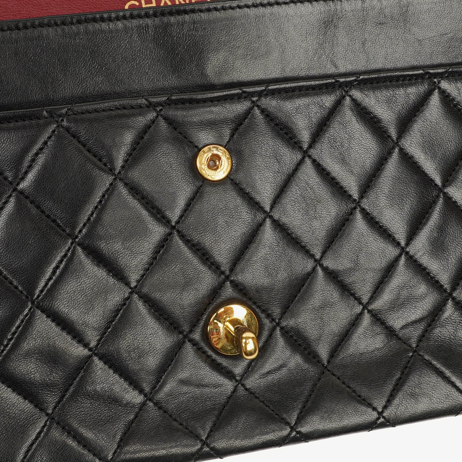 Chanel Vintage Medium Timeless Classic Double Flap Tasche aus schwarzem gestepptem Lammleder mit 24K vergoldeter Hardware und Mademoiselle-Kette
