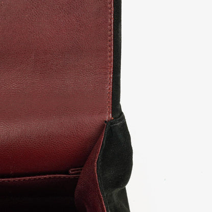 Chanel Vintage Medium Timeless Classic Double Flap Tasche aus schwarzem gestepptem Wildleder mit goldfarbenen Beschlägen und Mademoiselle-Kette