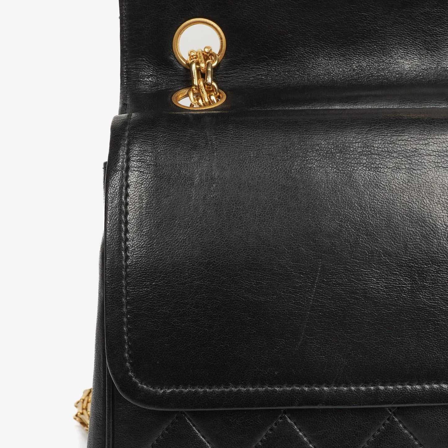 Chanel Vintage Medium Timeless Classic Double Flap Tasche aus schwarzem gestepptem Lammleder mit 24K vergoldeter Hardware und Mademoiselle Kette