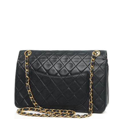 Chanel Vintage Medium Timeless Classic Double Flap Bag Gequiltetes Lammleder Navy mit 24K Vergoldeter Hardware