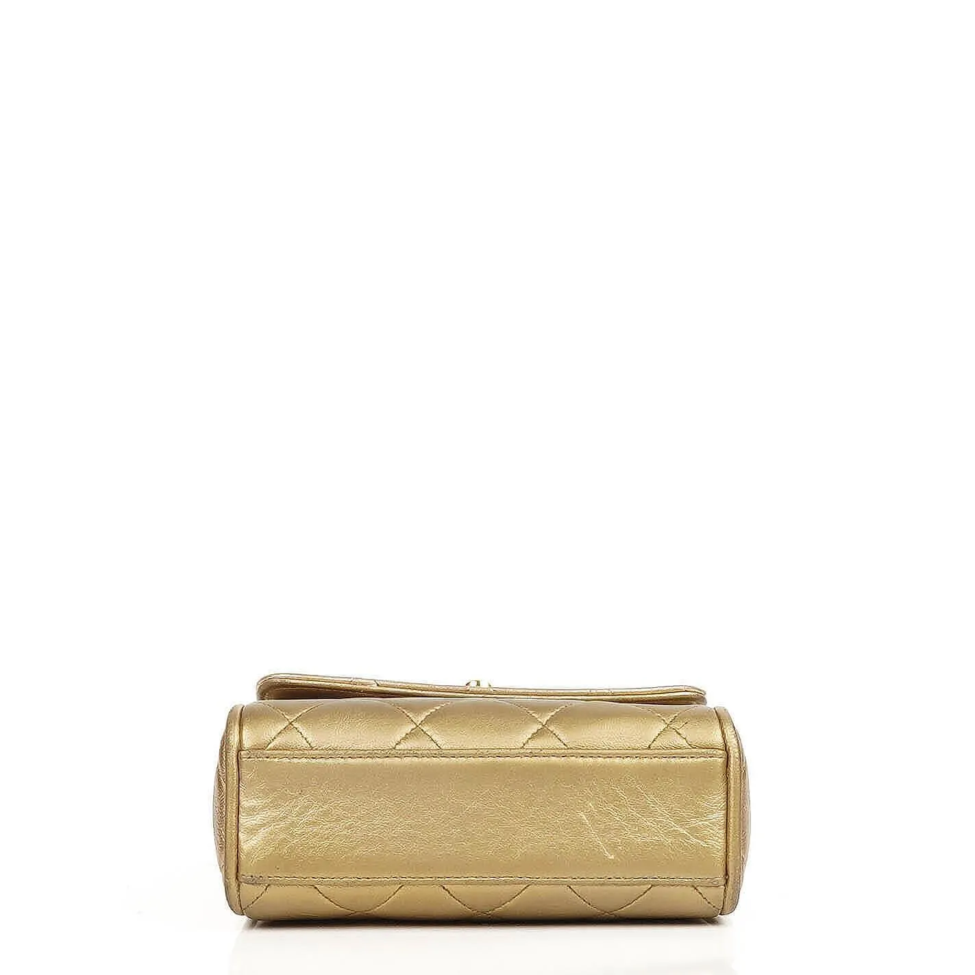 Chanel Vintage Mini Flap Tasche aus goldenem gestepptem Lammleder mit 24K vergoldeter Hardware