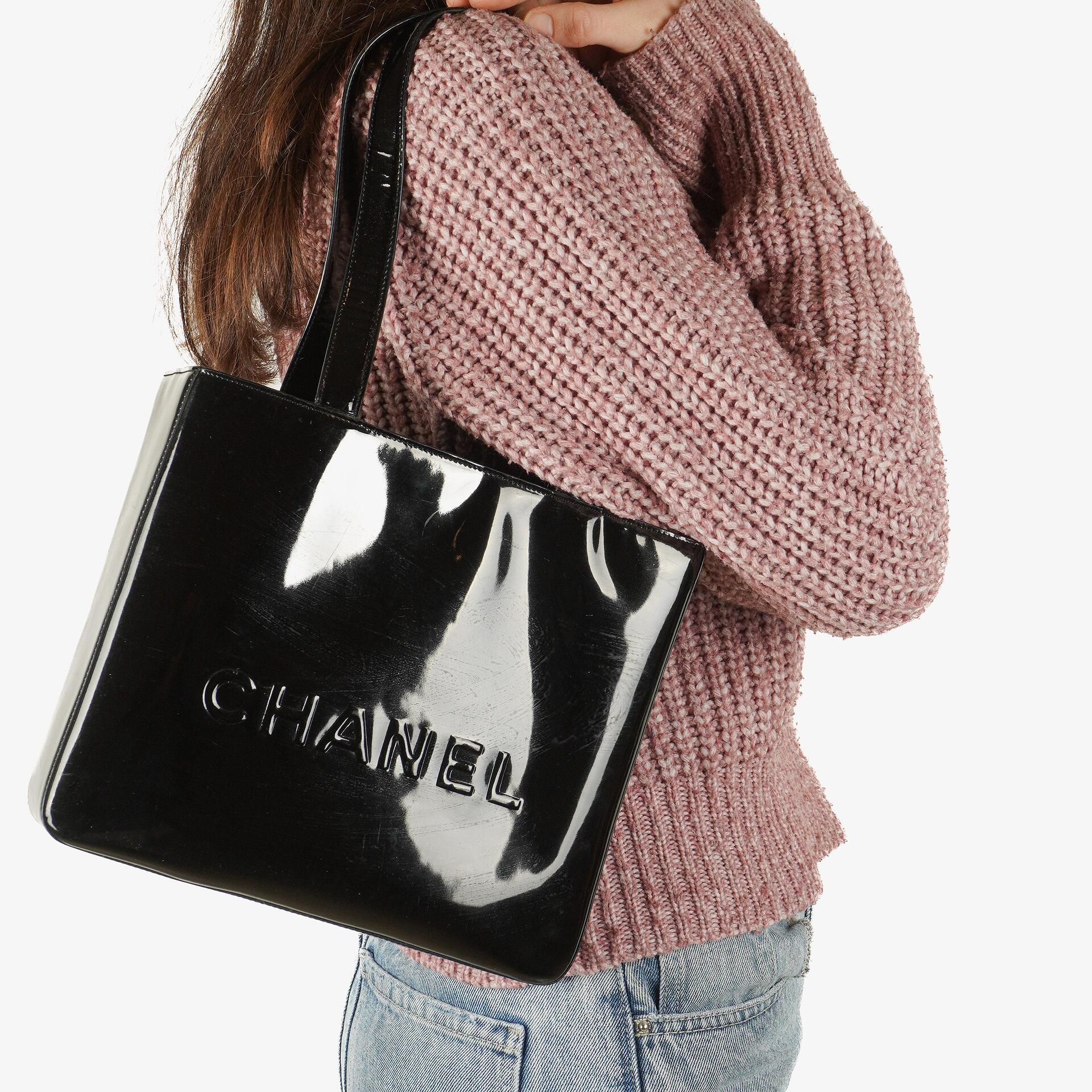 Chanel Vintage Lackleder CC Tote Schultertasche