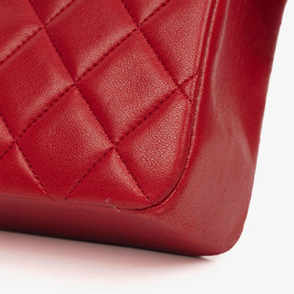 Chanel Vintage Mini Chain Tote Bag aus rotem gestepptem Lammleder