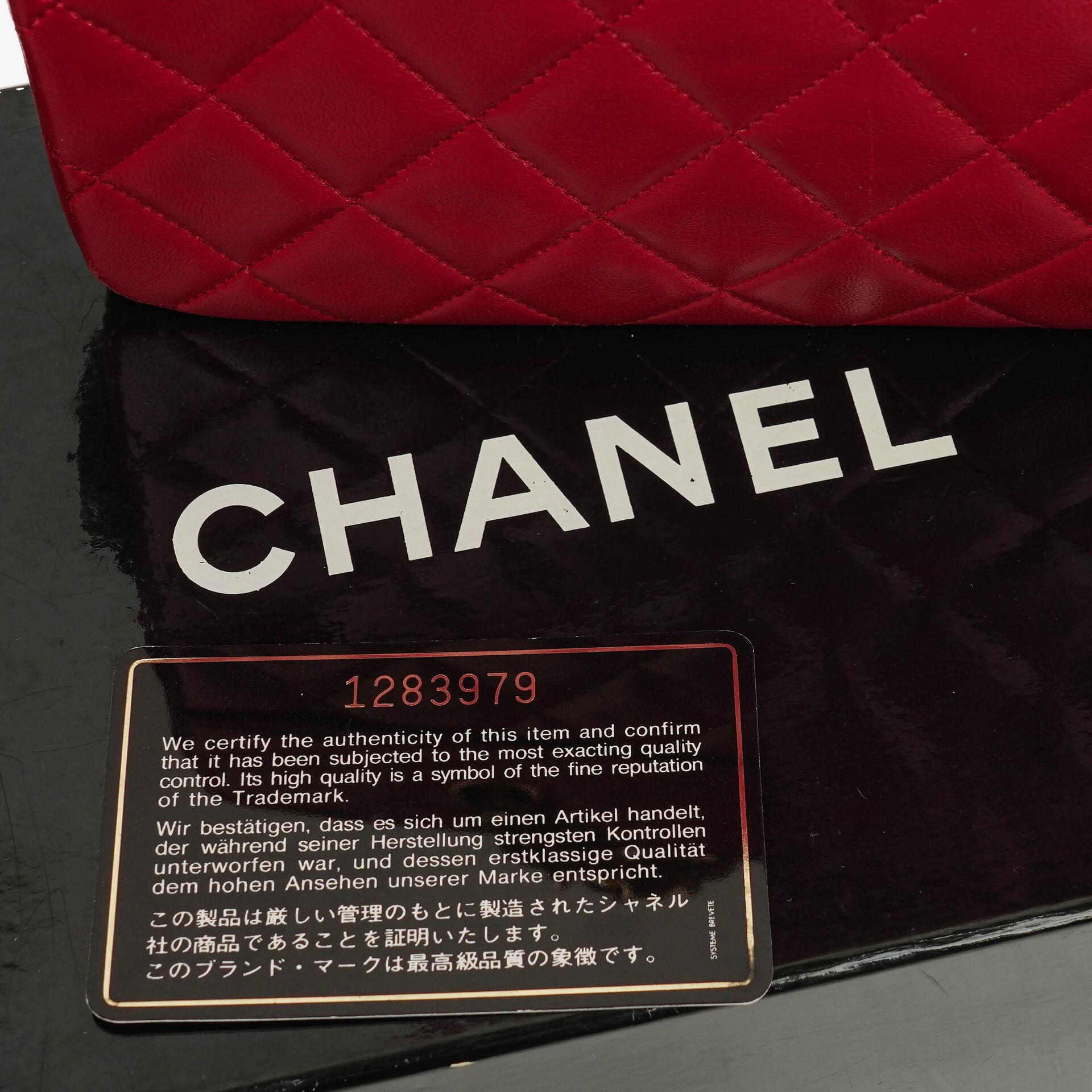 Chanel Vintage Mini Chain Tote Bag aus rotem gestepptem Lammleder