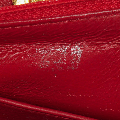 Chanel Vintage Mini Chain Tote Bag aus rotem gestepptem Lammleder