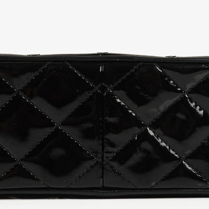 Chanel Vintage Kleine Kamera Quaste Tasche In Schwarz Stepp Lackleder