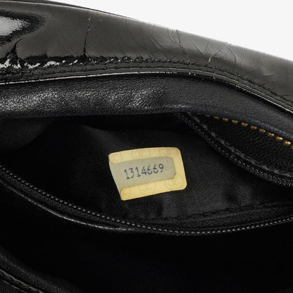 Chanel Vintage Kleine Kamera Quaste Tasche In Schwarz Stepp Lackleder