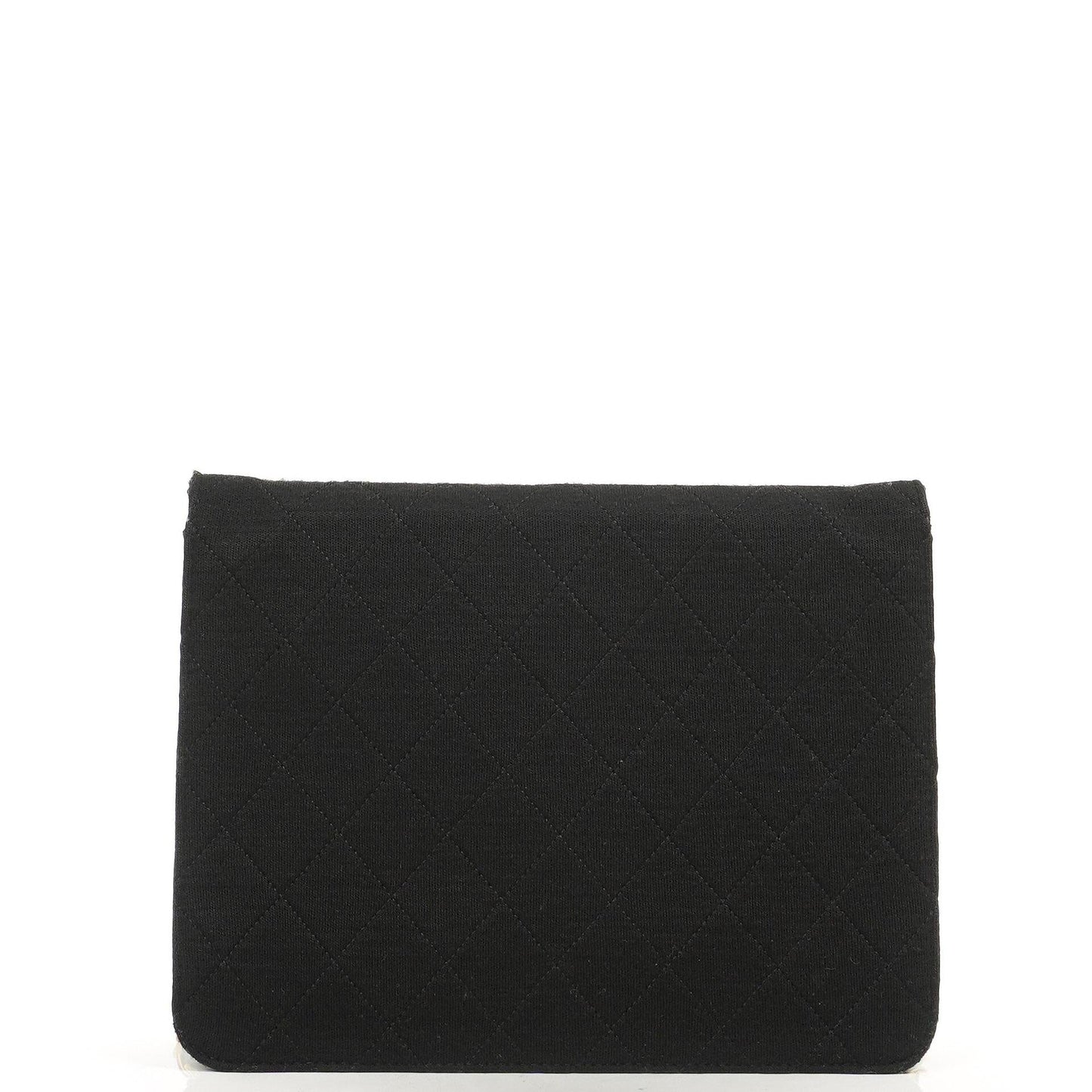 Chanel Vintage Small Classic Single Flap Bag Schwarz Gequiltetes Jersey mit 24K Gold Hardware