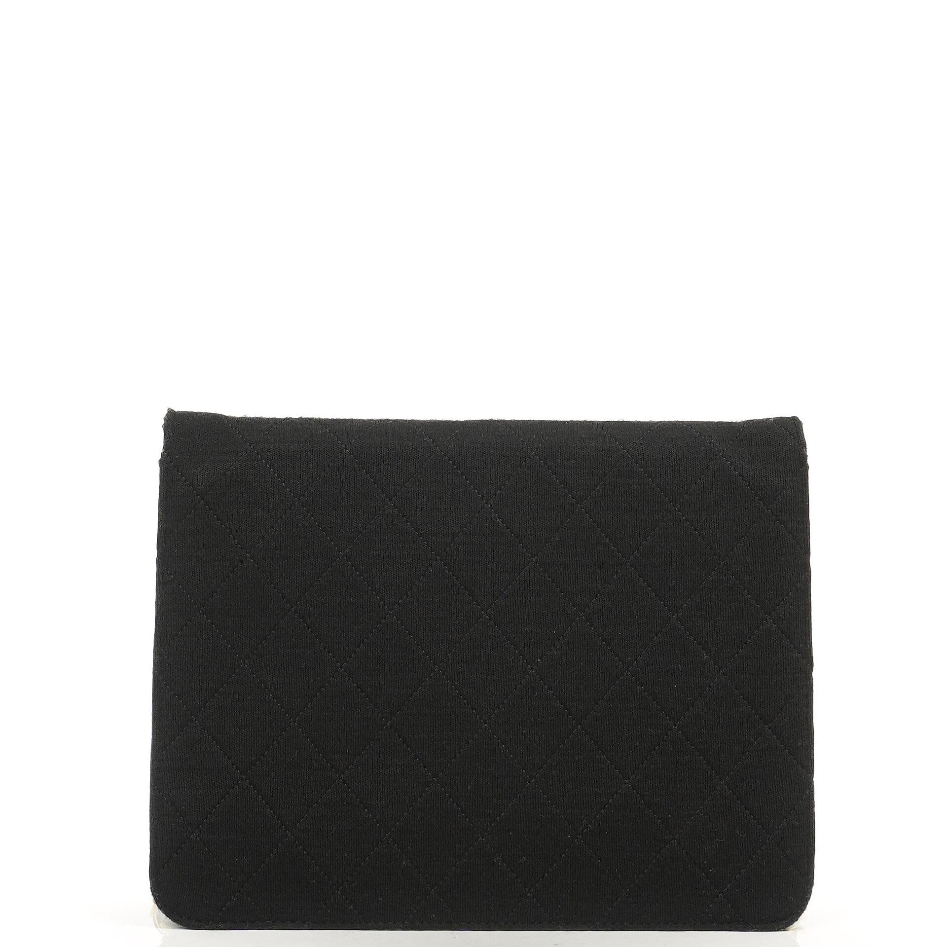 Chanel Vintage Small Classic Single Flap Bag Schwarz Gequiltetes Jersey mit 24K Gold Hardware