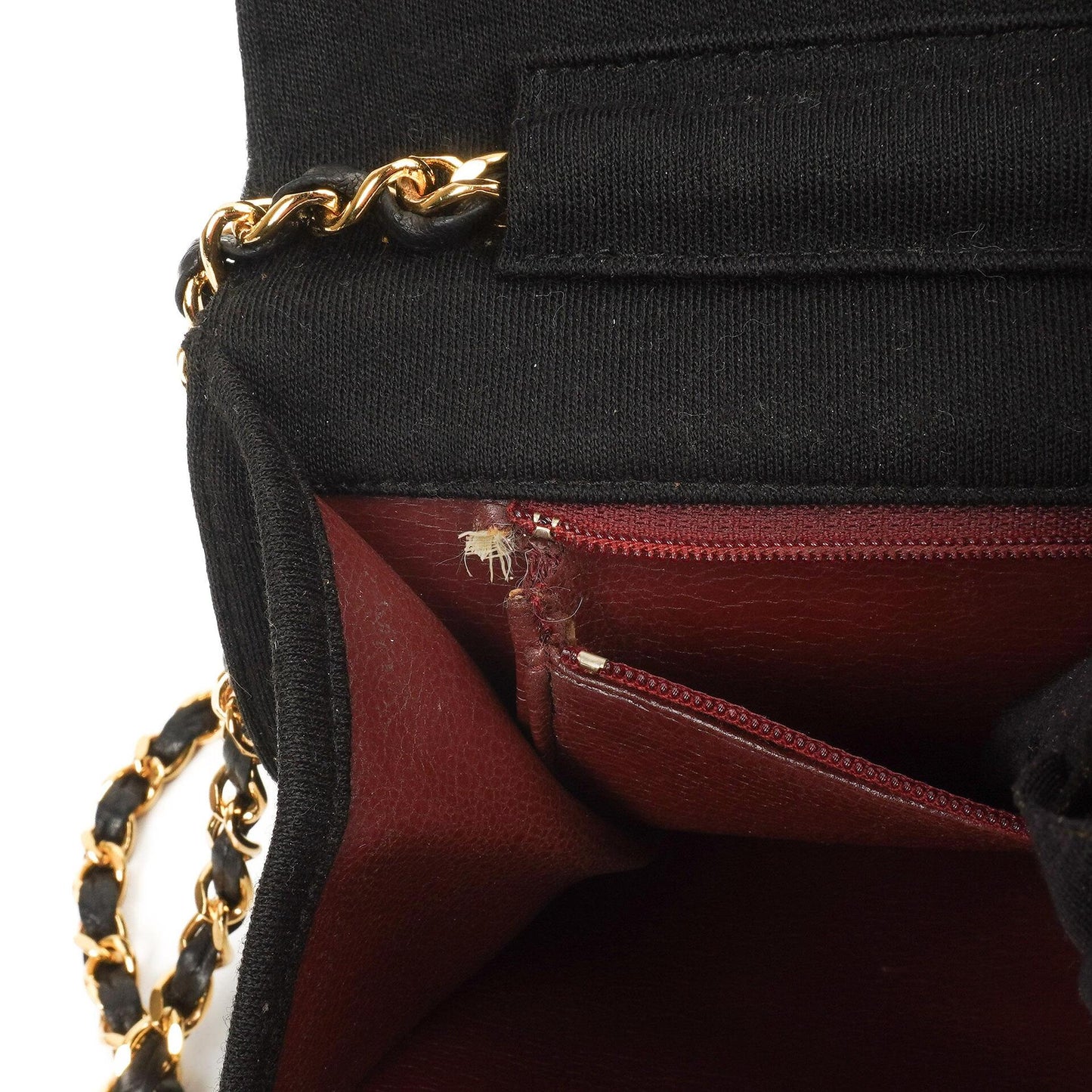 Chanel Vintage Small Classic Single Flap Bag Schwarz Gequiltetes Jersey mit 24K Gold Hardware