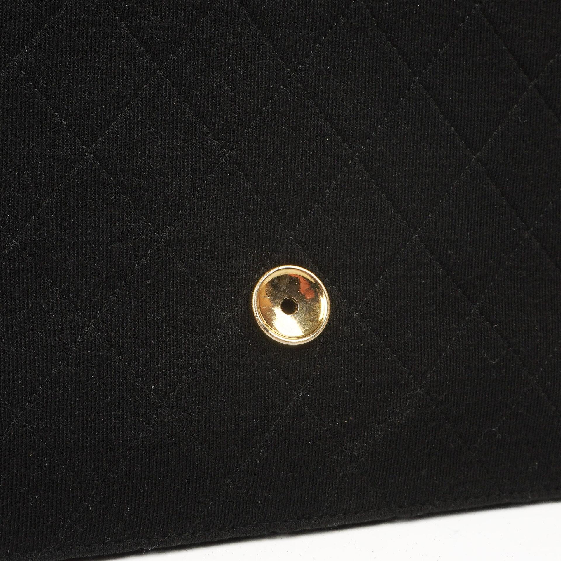 Chanel Vintage Small Classic Single Flap Bag Schwarz Gequiltetes Jersey mit 24K Gold Hardware