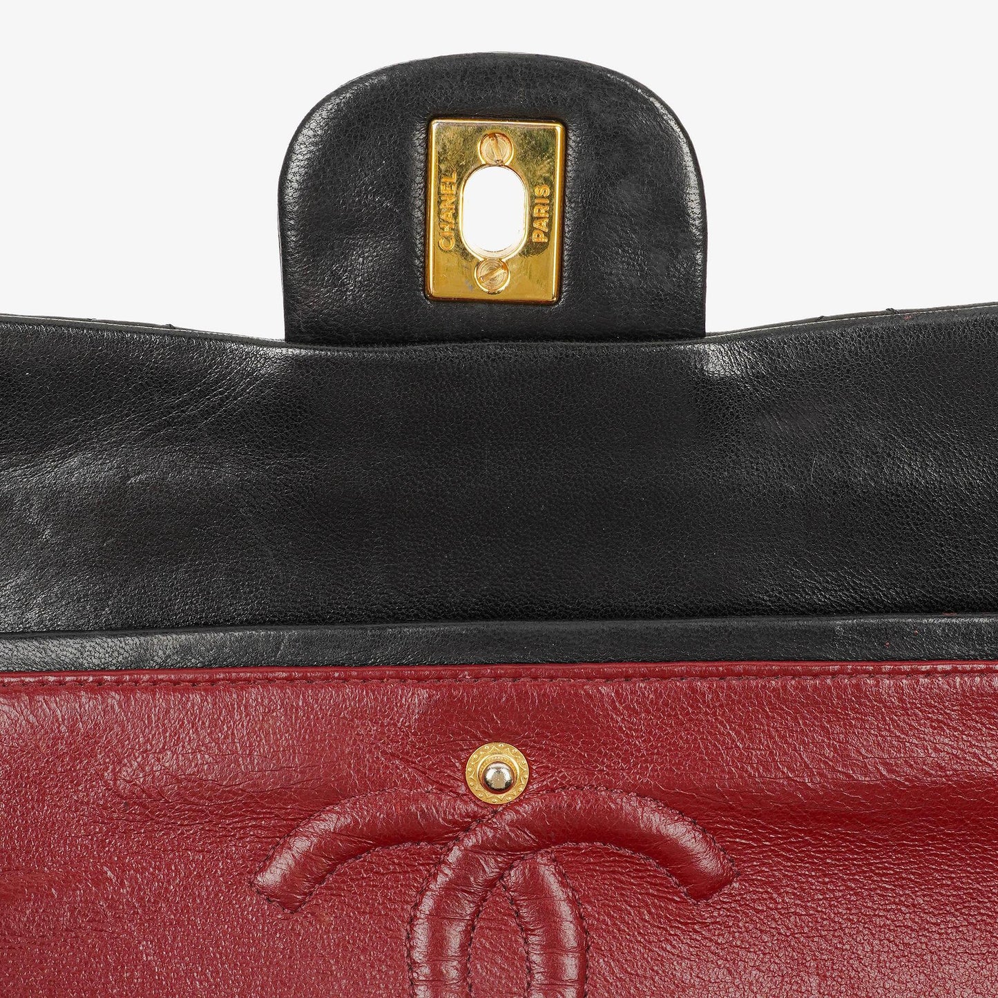 Chanel Vintage Kleine Classic Double Flap Tasche aus schwarzem gestepptem Lammleder mit 24K-vergoldeter Hardware