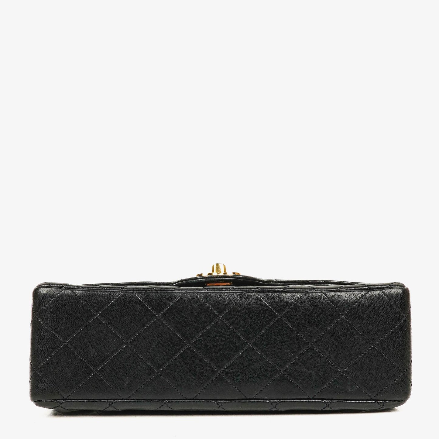 Chanel Vintage Kleine Klassische Double Flap Tasche aus schwarzem gestepptem Lammleder mit 24K vergoldeter Hardware