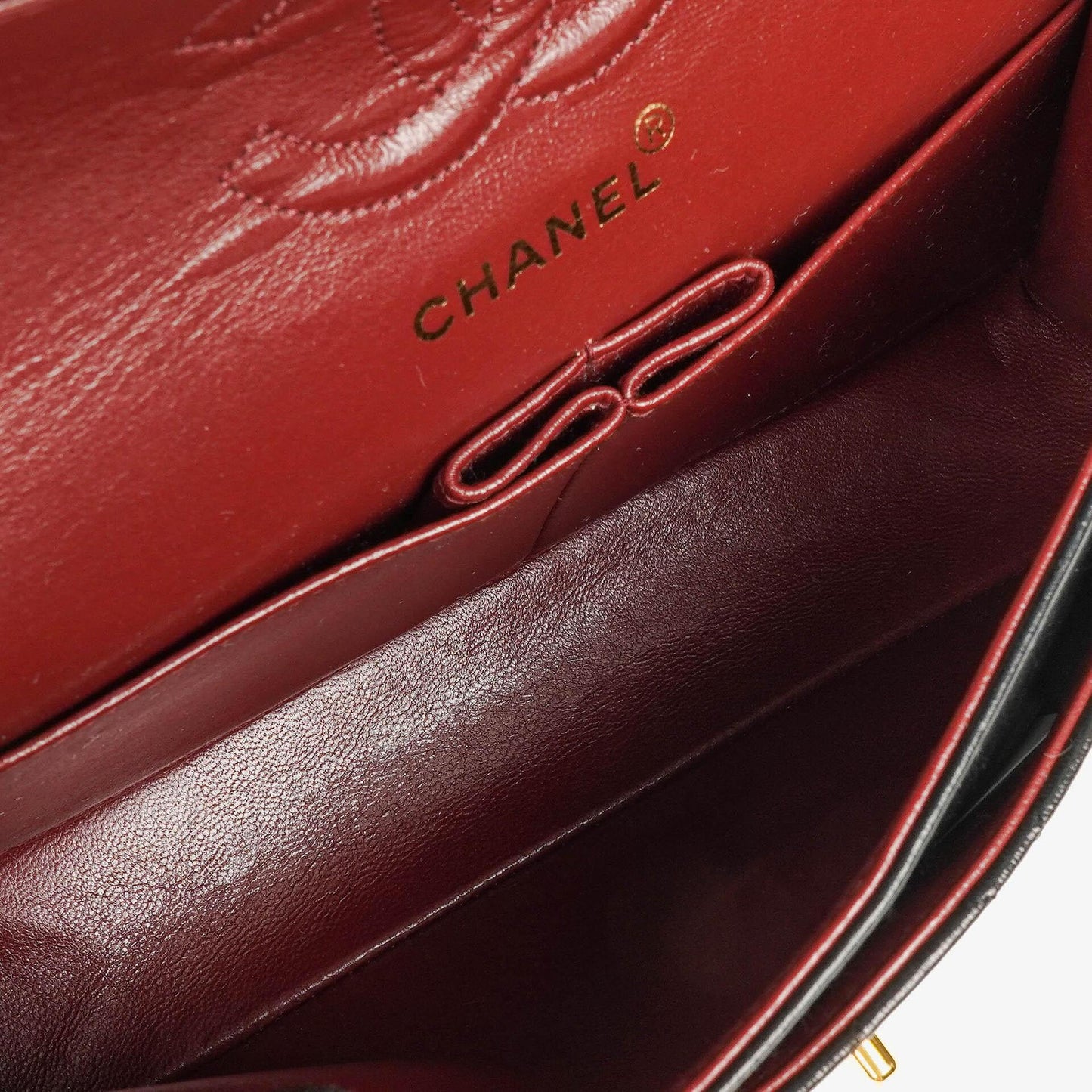 Chanel Vintage Small Classic Double Flap Tasche aus schwarzem gestepptem Lammleder mit 24K vergoldeten Beschlägen