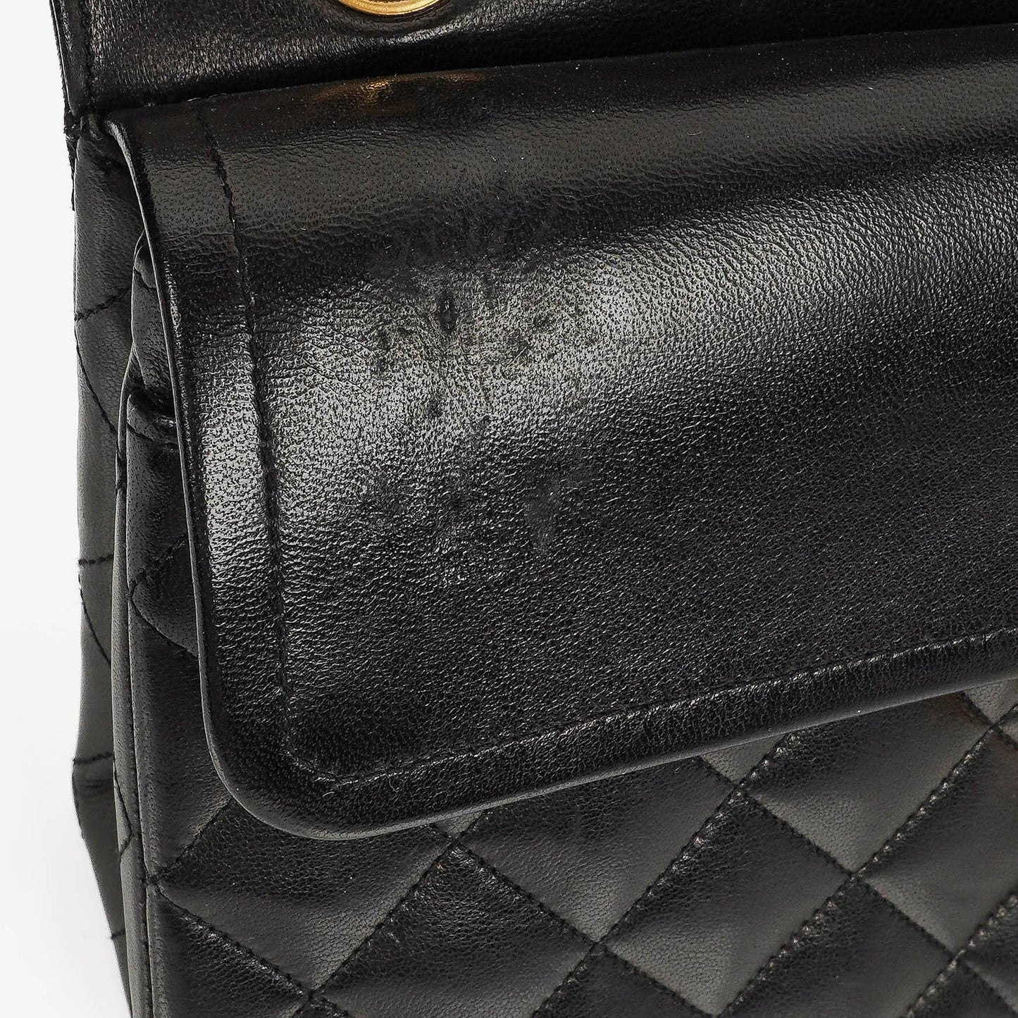 Chanel Vintage Kleine Klassische Double Flap Tasche Schwarz Gestepptes Lammleder 24K Vergoldete Beschläge