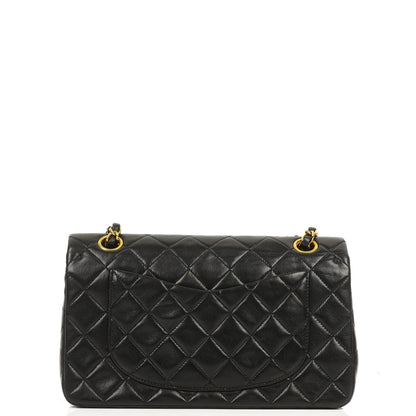 Chanel Vintage Small Classic Double Flap Bag aus schwarzem gestepptem Lammleder mit 24K goldplattierter Hardware
