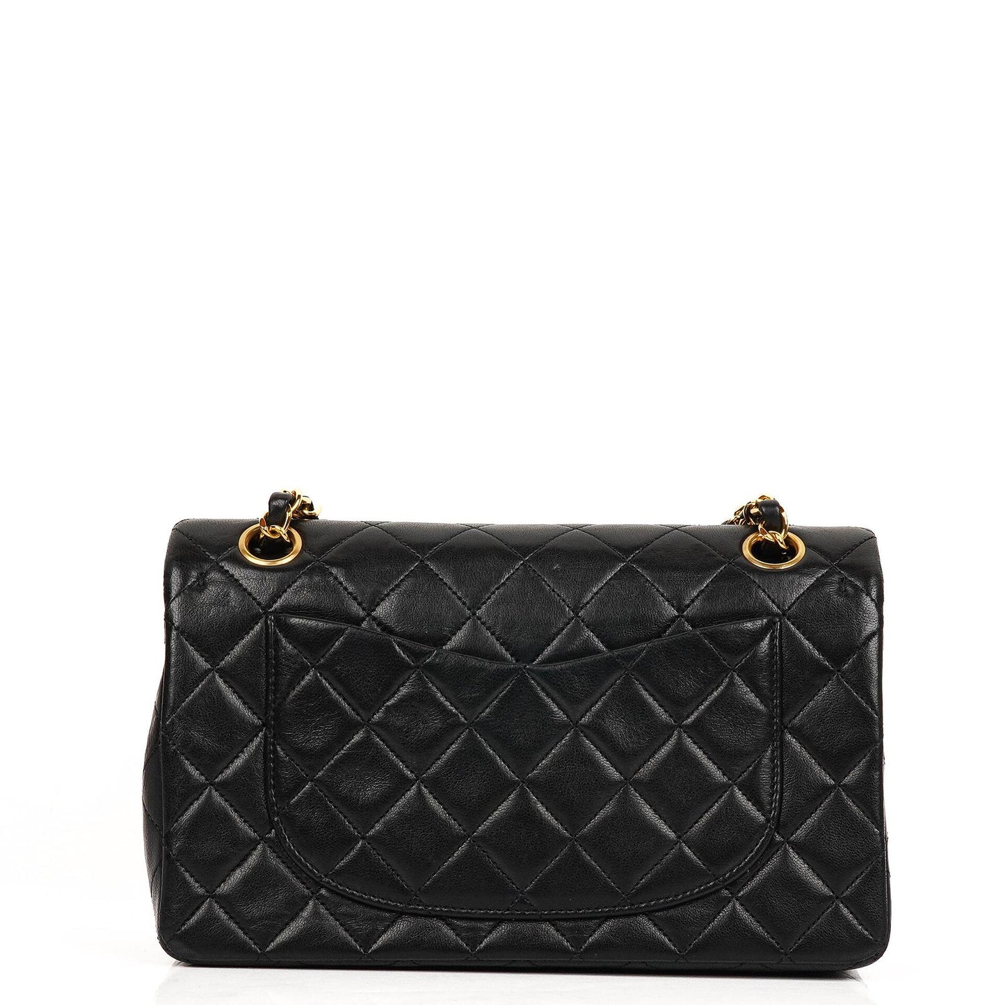 Chanel Vintage Kleine Klassische Doppelklappe Tasche Schwarzes Gequiltetes Lammleder Mit 24K Vergoldeter Hardware