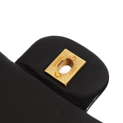 Chanel Vintage Kleine Klassische Doppelklappe Tasche Schwarzes Gequiltetes Lammleder Mit 24K Vergoldeter Hardware