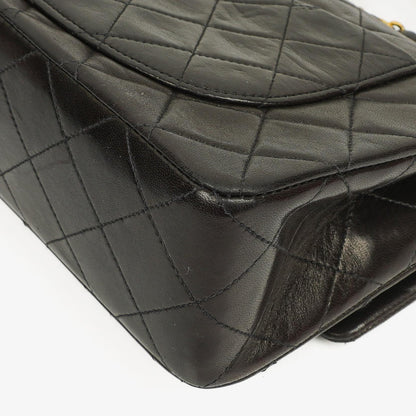 Chanel Vintage Kleine Klassische Doppelklappe Tasche Schwarzes Gequiltetes Lammleder Mit 24K Vergoldeter Hardware