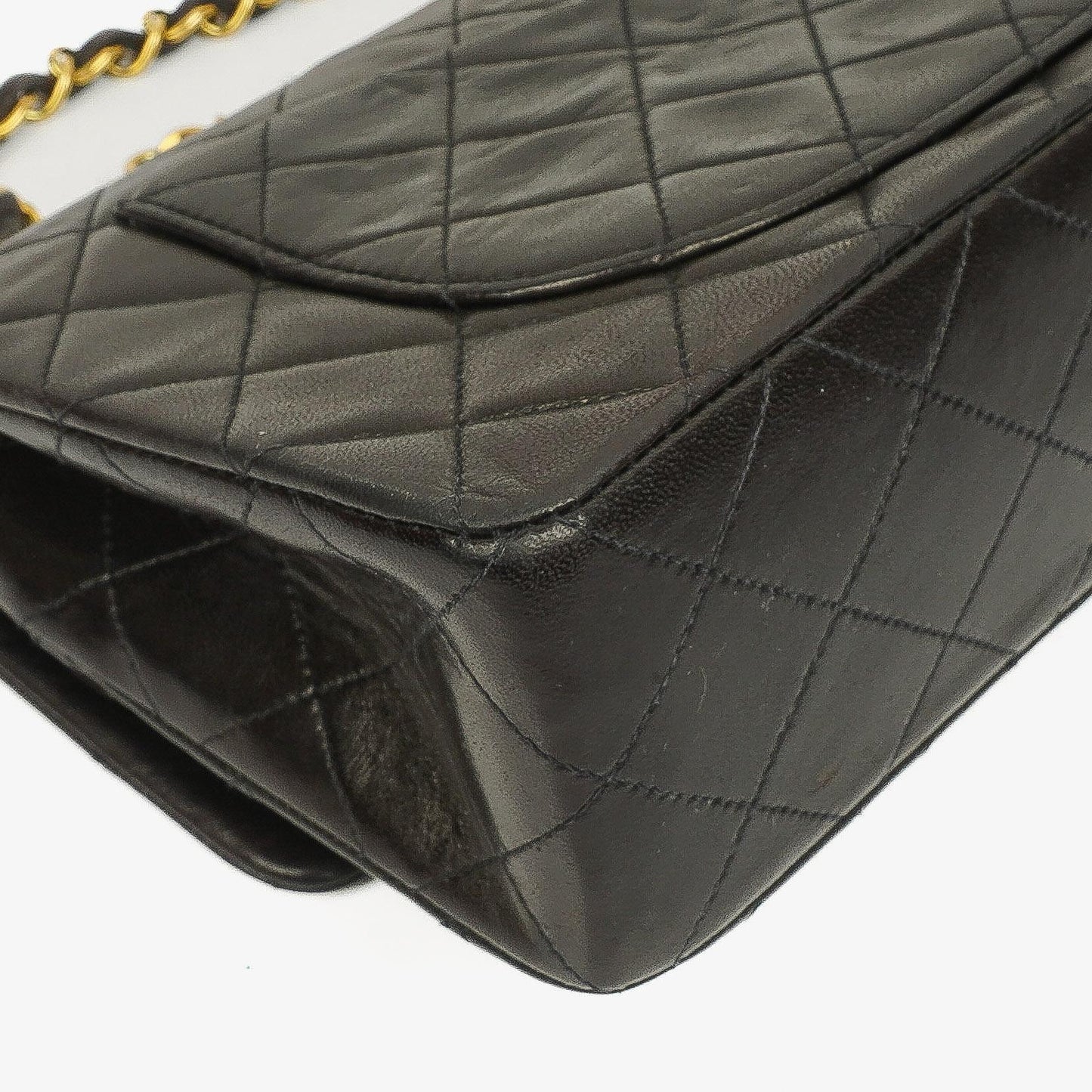 Chanel Vintage Kleine Klassische Doppelklappe Tasche Schwarzes Gequiltetes Lammleder Mit 24K Vergoldeter Hardware