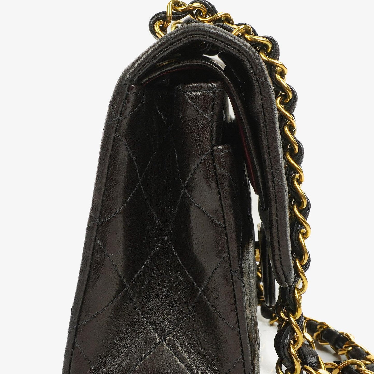 Chanel Vintage Kleine Klassische Doppelklappe Tasche Schwarzes Gequiltetes Lammleder Mit 24K Vergoldeter Hardware