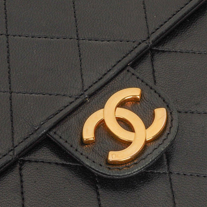 Chanel Vintage Classic kleine Single Flap Tasche aus schwarzem gestepptem Lammleder mit 24K vergoldeter Hardware