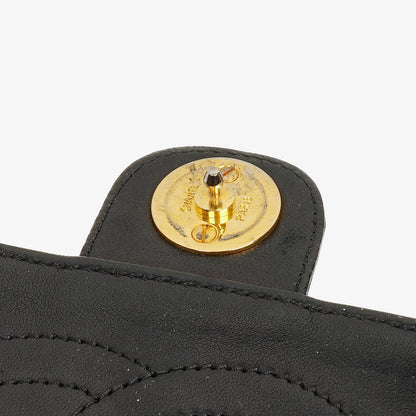 Chanel Vintage Classic kleine Single Flap Tasche aus schwarzem gestepptem Lammleder mit 24K vergoldeter Hardware