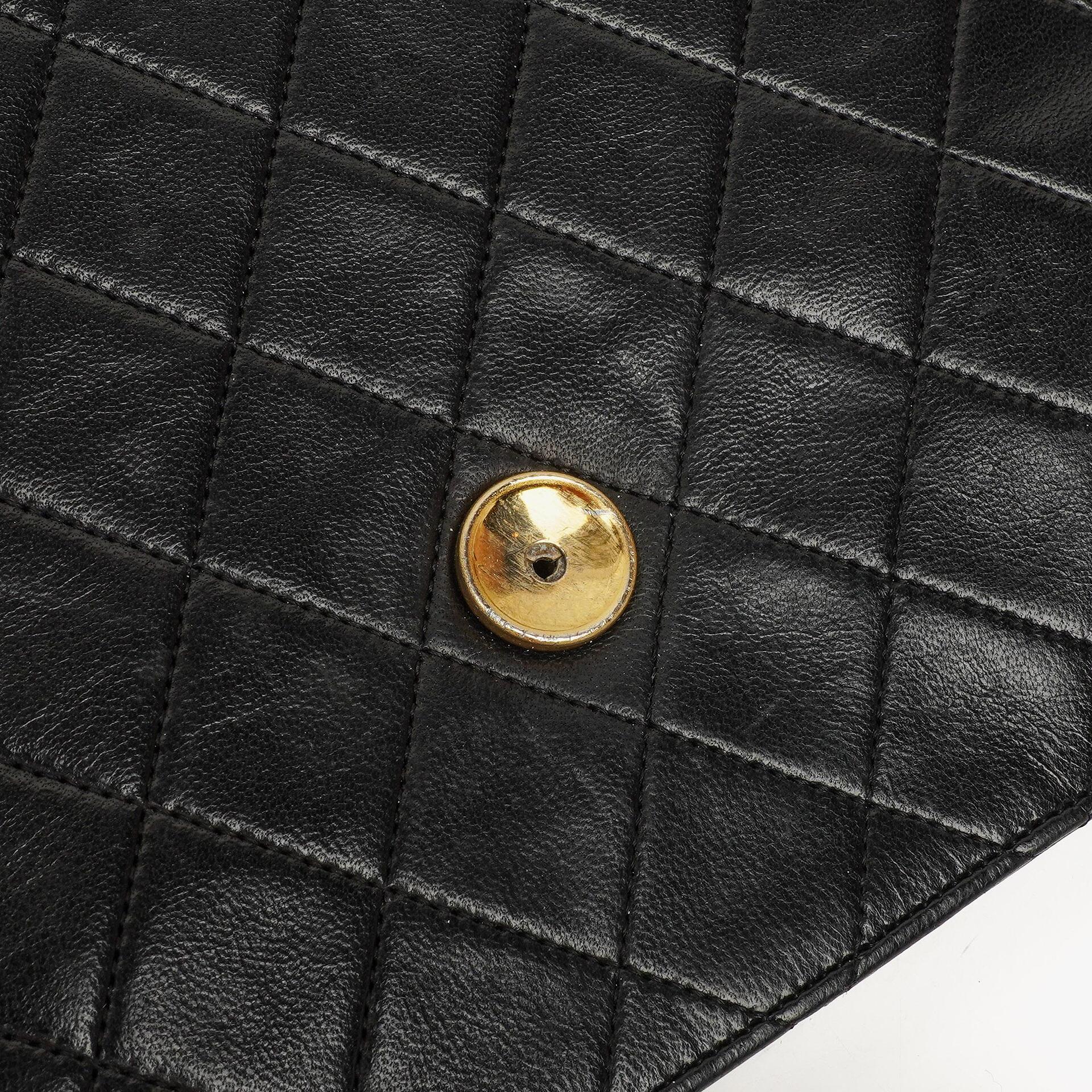 Chanel Vintage Classic kleine Single Flap Tasche aus schwarzem gestepptem Lammleder mit 24K vergoldeter Hardware