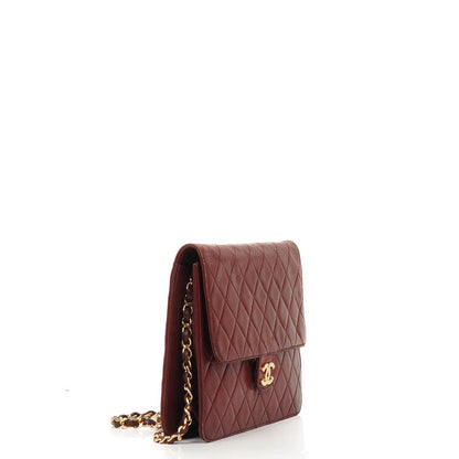 Chanel Vintage Kleine Classic Single Flap Tasche Burgunder gestepptes Lammleder mit 24K vergoldeten Beschlägen
