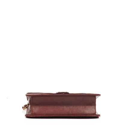 Chanel Vintage Kleine Classic Single Flap Tasche Burgunder gestepptes Lammleder mit 24K vergoldeten Beschlägen