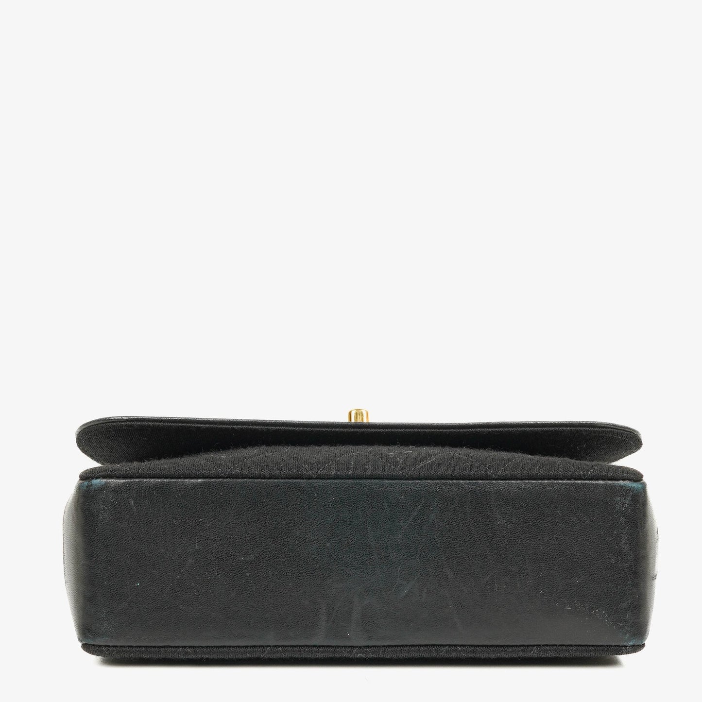 Chanel Vintage Small Single Flap Tasche aus schwarzem gestepptem Jersey und Leder mit 24K vergoldeter Hardware