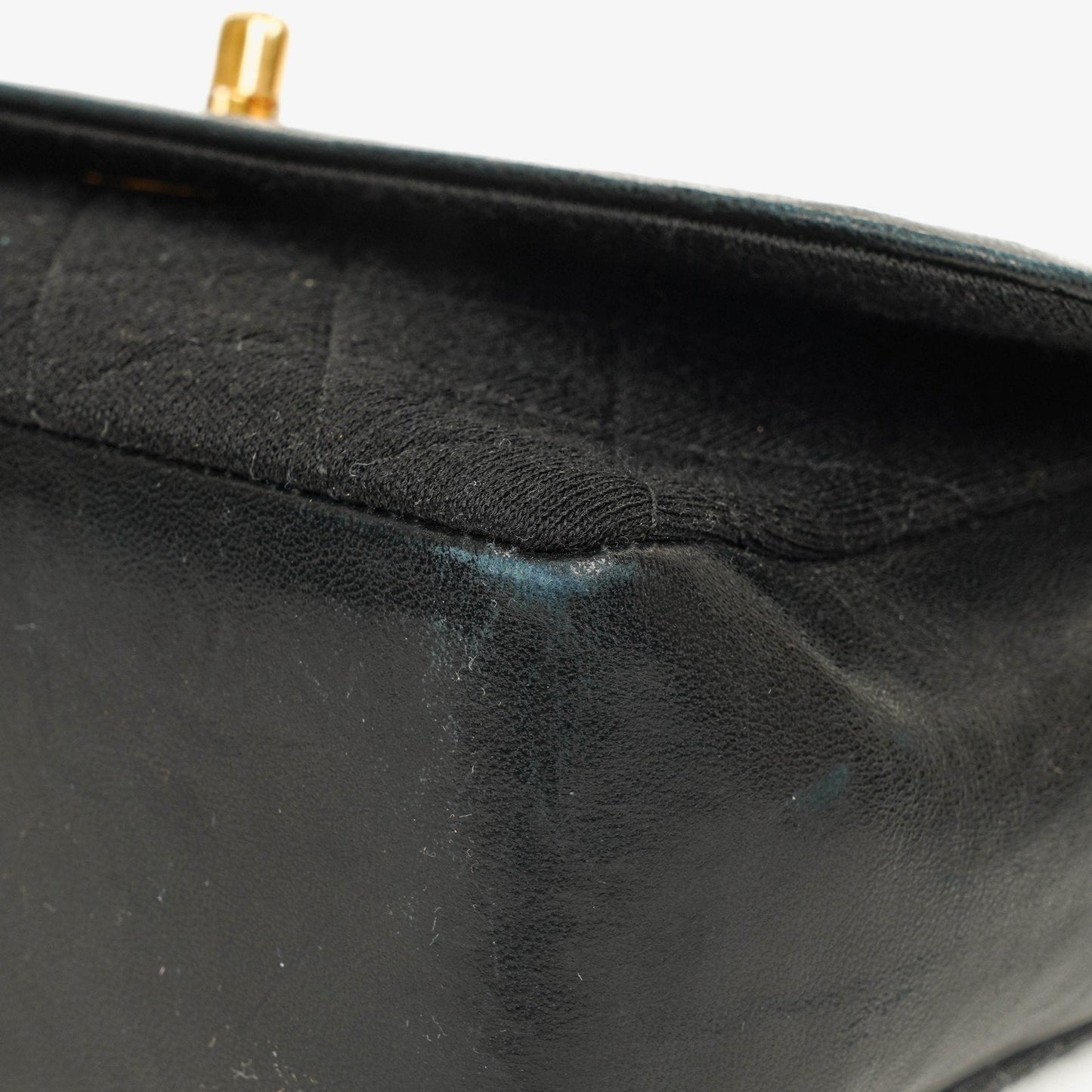 Chanel Vintage Small Single Flap Tasche aus schwarzem gestepptem Jersey und Leder mit 24K vergoldeter Hardware