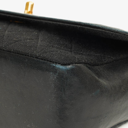 Chanel Vintage Small Single Flap Tasche aus schwarzem gestepptem Jersey und Leder mit 24K vergoldeter Hardware