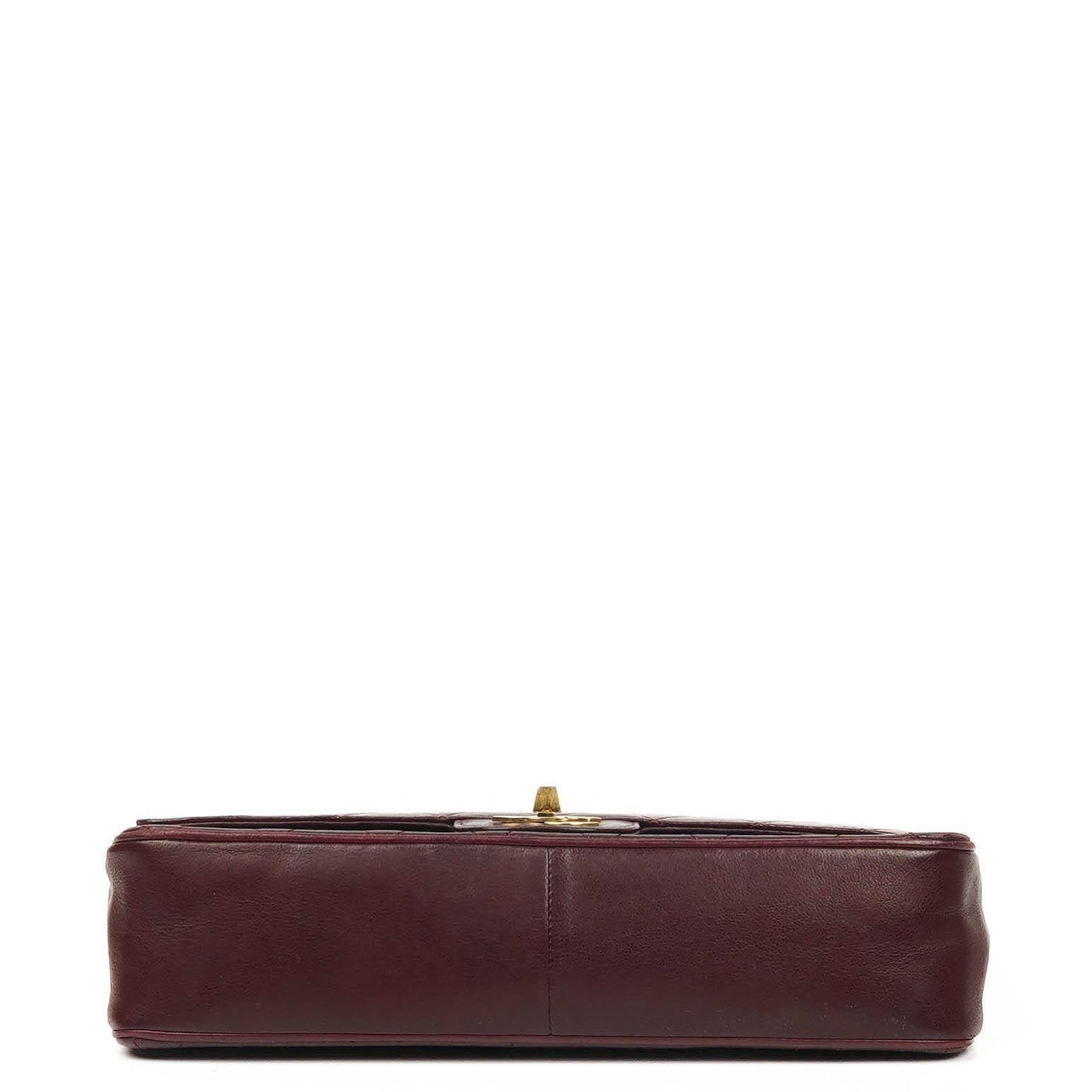 Chanel Vintage Zeitlos Klassisch Medium Doppelklapptasche Burgunder Gequiltetes Lammleder mit Goldfarbenem Hardware und Mademoiselle Kette