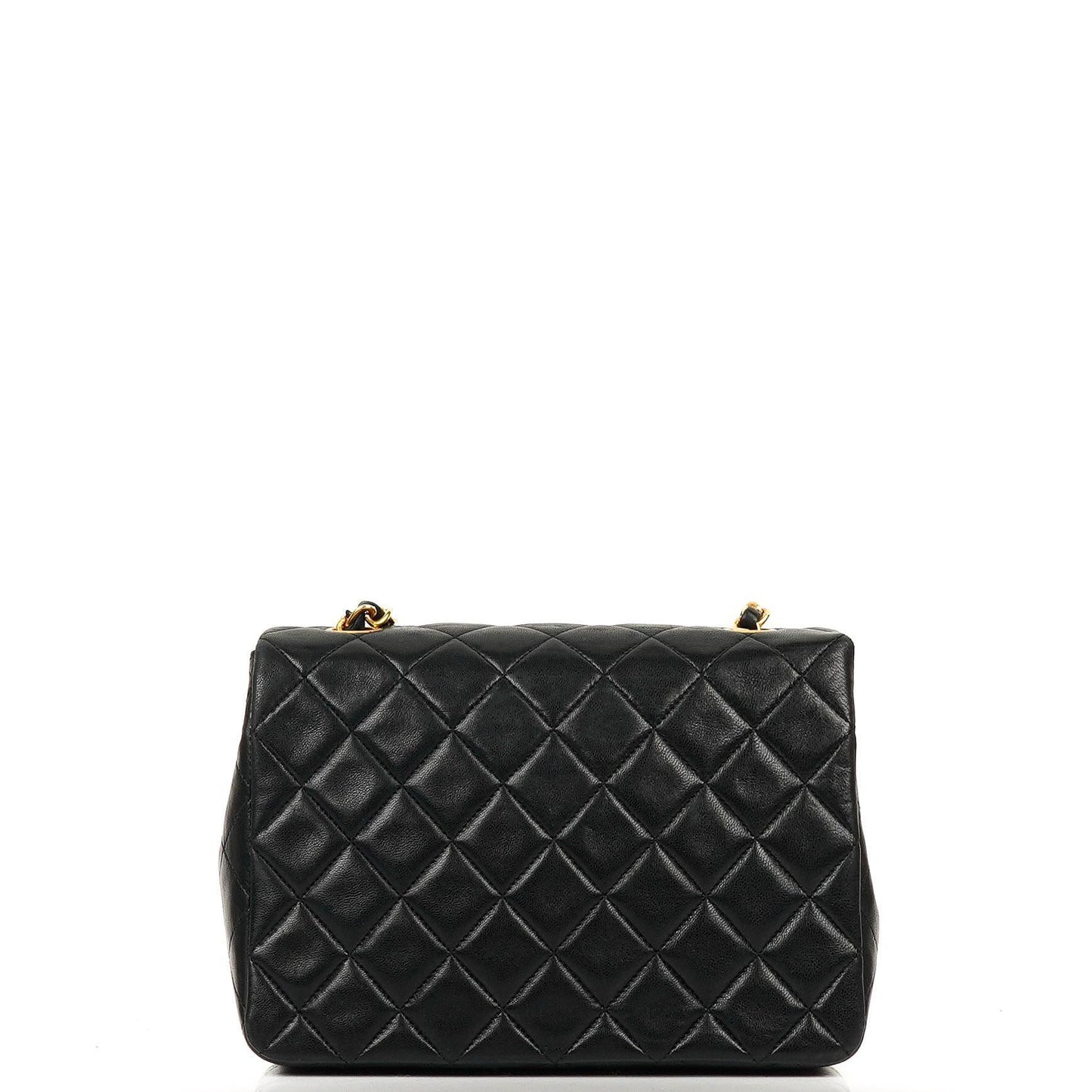 Chanel Vintage Timeless Classic Square Single Flap Bag aus schwarzem gestepptem Lammleder mit 24K goldplattierter Hardware