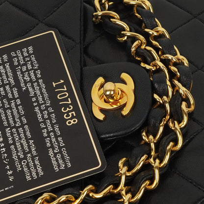 Chanel Vintage Timeless Classic Square Single Flap Bag aus schwarzem gestepptem Lammleder mit 24K goldplattierter Hardware