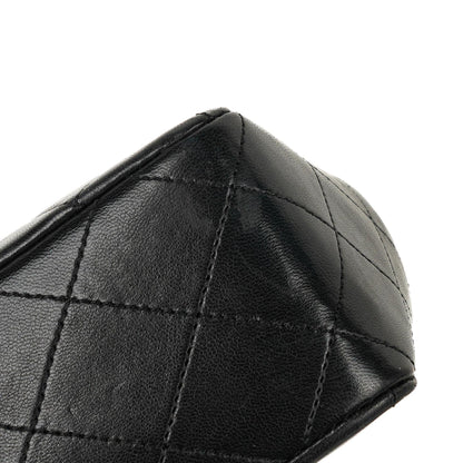 Chanel Vintage Timeless Classic Square Single Flap Bag aus schwarzem gestepptem Lammleder mit 24K goldplattierter Hardware