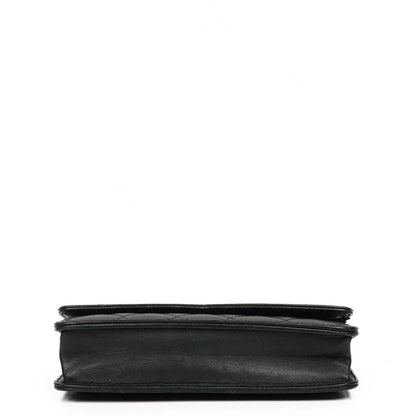Chanel Wallet On Chain WOC schwarzes gestepptes Lammleder mit goldfarbenen Beschlägen