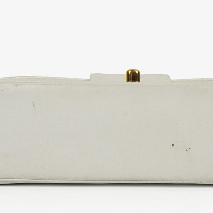 Chanel Kleine horizontale Double Flap Tasche in Weiß mit Steppung und 24K vergoldeter Hardware