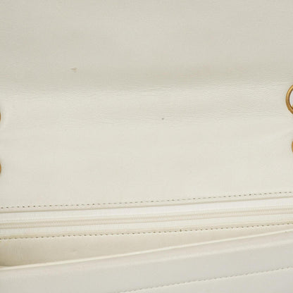 Chanel Kleine horizontale Double Flap Tasche in Weiß mit Steppung und 24K vergoldeter Hardware
