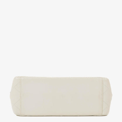 Chanel Schultertasche aus weißem gestepptem Lammleder mit Kunststoffbeschlägen