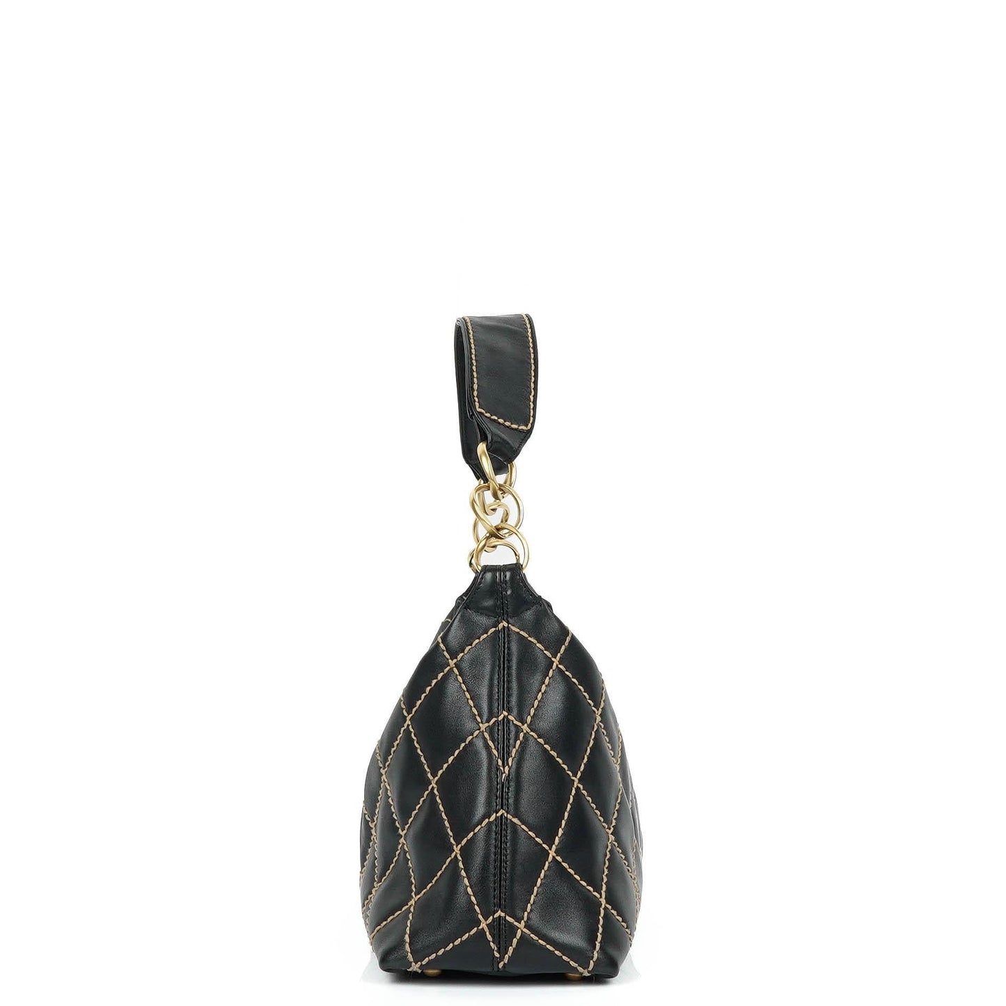Chanel Wild Stitch Schwarz gesteppte Leder CC Schultertasche mit Goldfarbenen Beschlägen