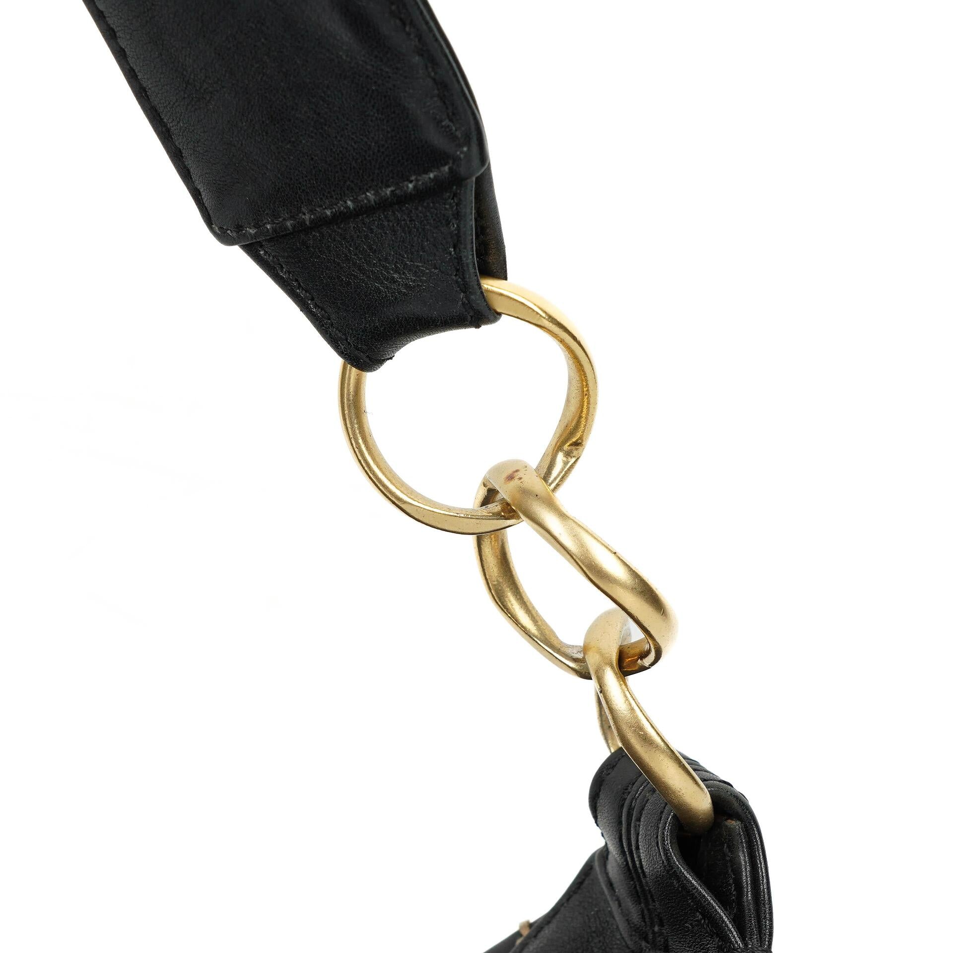 Chanel Wild Stitch Schwarz gesteppte Leder CC Schultertasche mit Goldfarbenen Beschlägen